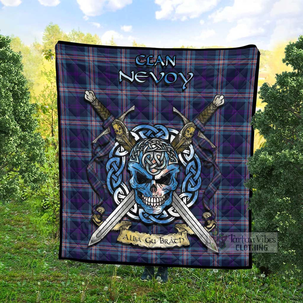 Tartan Vibes Clothing Nevoy Tartan Quilt with Celtic Skull Alba Gu Brath Style