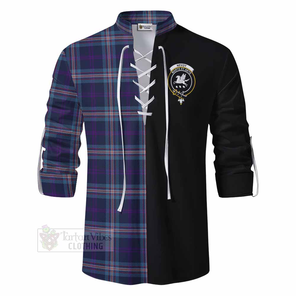 Tartan Vibes Clothing Nevoy Tartan Ghillie Kilt Shirt with Family Crest and Half Of Me Style