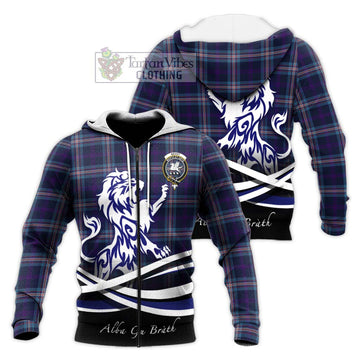 Nevoy Tartan Knitted Hoodie with Alba Gu Brath Regal Lion Emblem