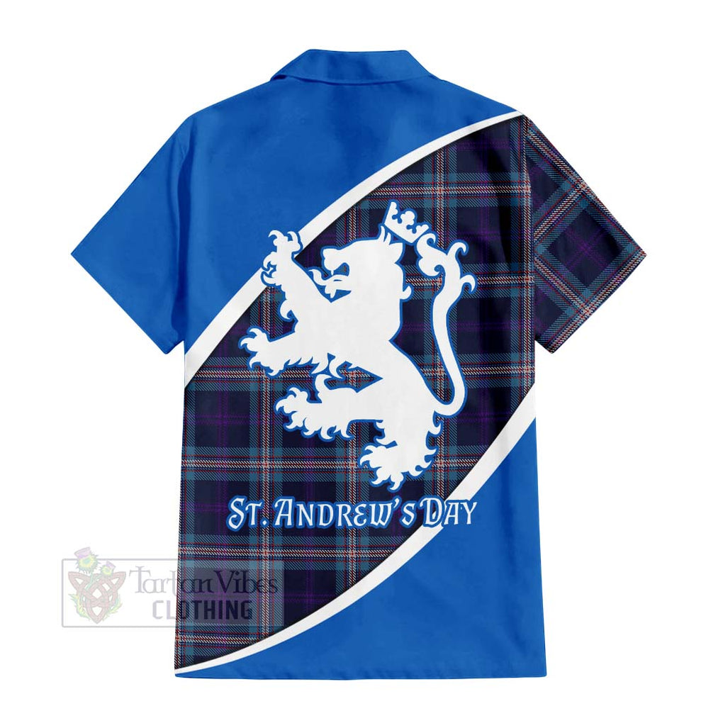 Tartan Vibes Clothing Nevoy Family Crest Tartan Short Sleeve Button Shirt Celebrate Saint Andrew's Day in Style