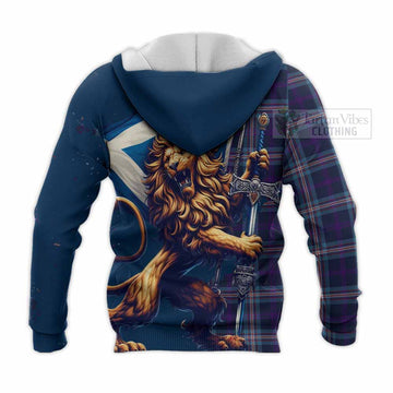 Nevoy Tartan Family Crest Knitted Hoodie with Scottish Majestic Lion