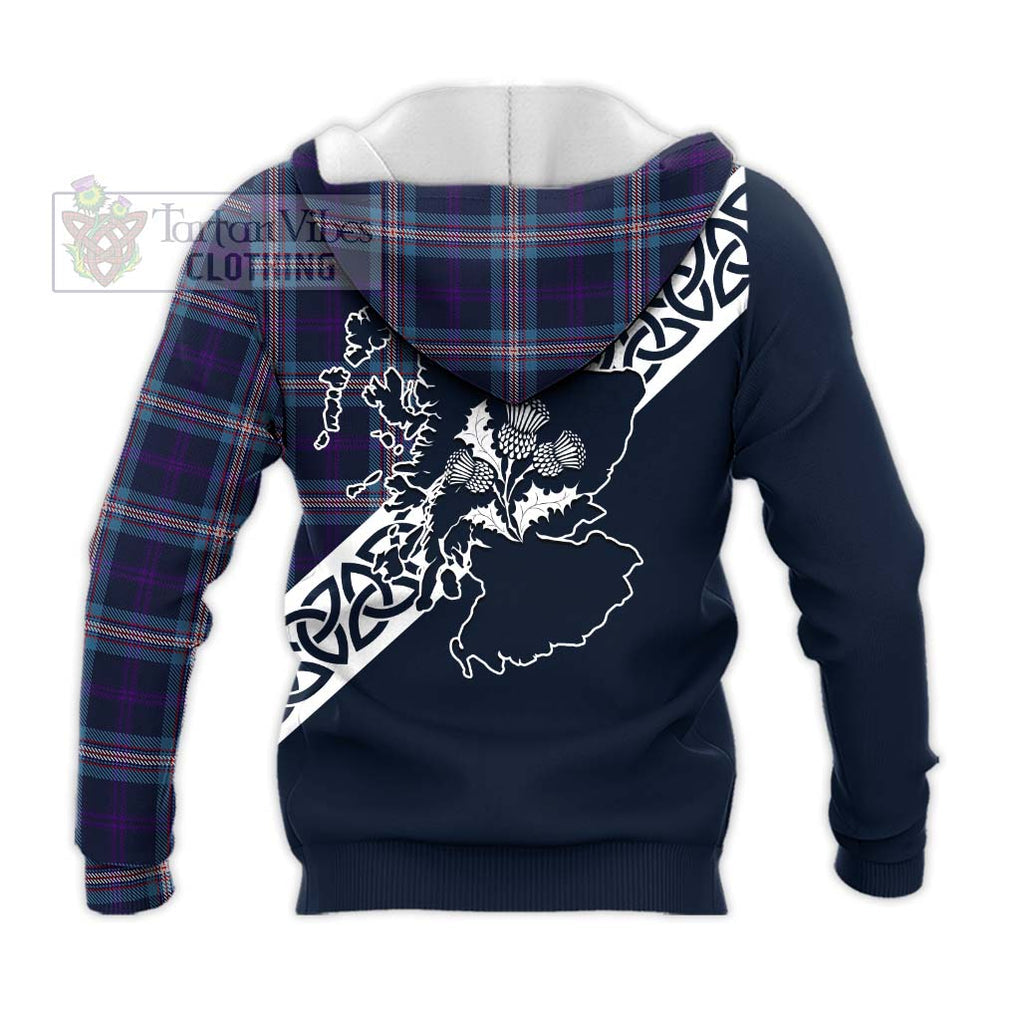 Tartan Vibes Clothing Nevoy Tartan Knitted Hoodie Featuring Thistle and Scotland Map