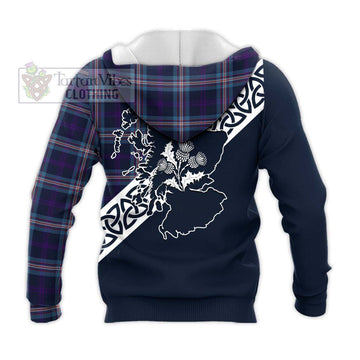 Nevoy Tartan Knitted Hoodie Featuring Thistle and Scotland Map