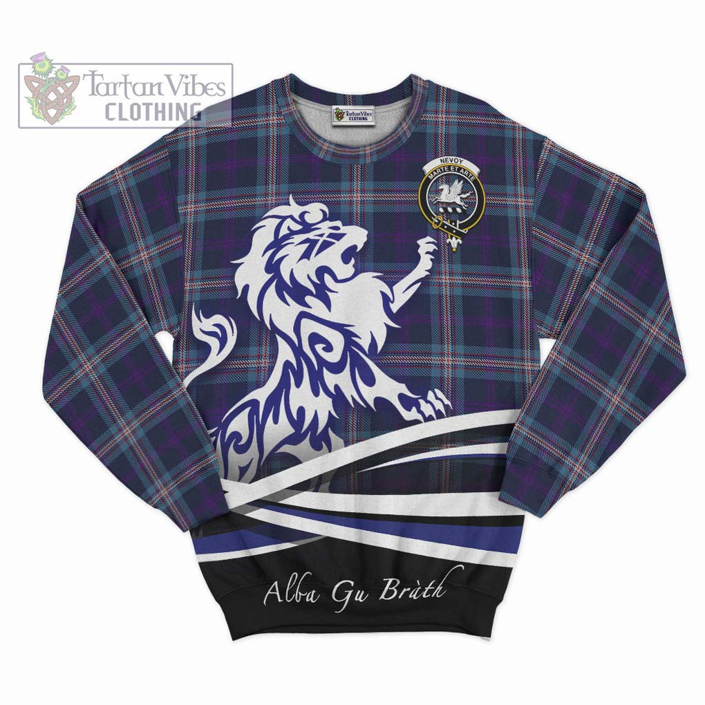 Nevoy Tartan Sweatshirt with Alba Gu Brath Regal Lion Emblem - Tartanvibesclothing Shop