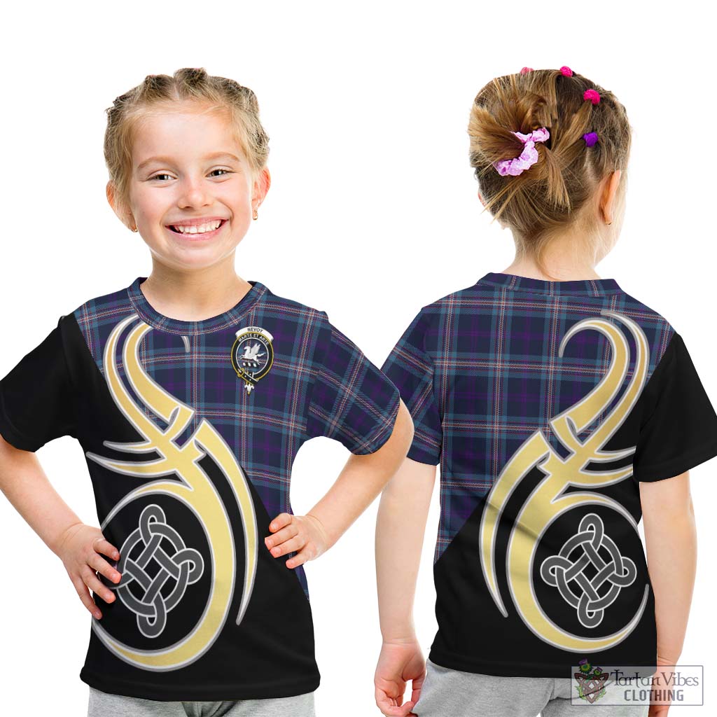 Nevoy Tartan Kid T-Shirt with Family Crest and Celtic Symbol Style - Tartan Vibes Clothing