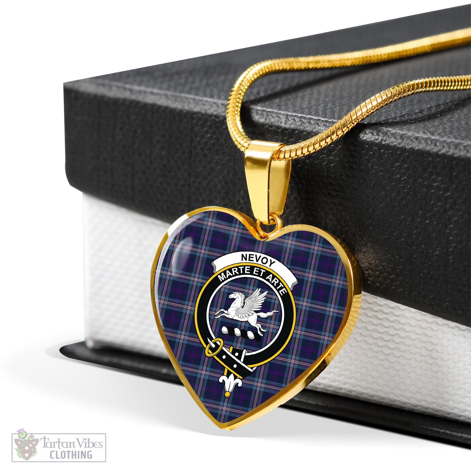 Tartan Vibes Clothing Nevoy Tartan Heart Necklace with Family Crest