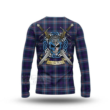 Nevoy Tartan Long Sleeve T-Shirt with Family Crest Celtic Skull Style