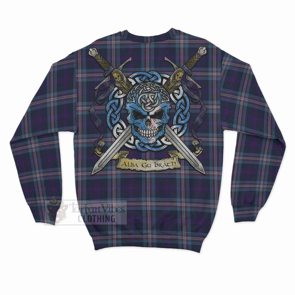 Tartan Vibes Clothing Nevoy Tartan Sweatshirt with Family Crest Celtic Skull Style