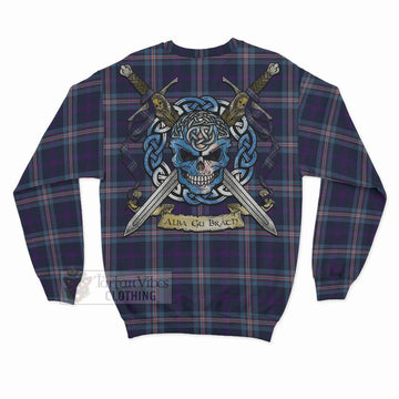 Nevoy Tartan Sweatshirt with Family Crest Celtic Skull Style