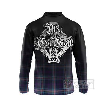 Nevoy Tartan Long Sleeve Polo Shirt Featuring Alba Gu Brath Family Crest Celtic Inspired