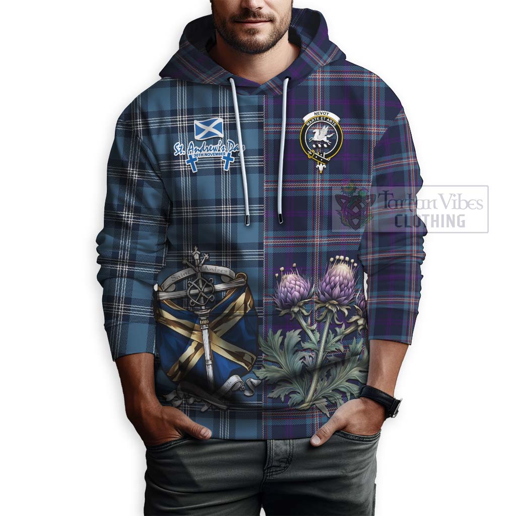 Tartan Vibes Clothing Nevoy Tartan Hoodie Happy St. Andrew's Day Half Tartan Style