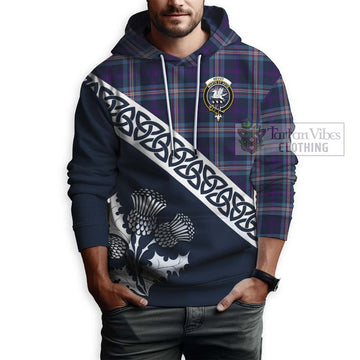 Nevoy Tartan Hoodie Featuring Thistle and Scotland Map