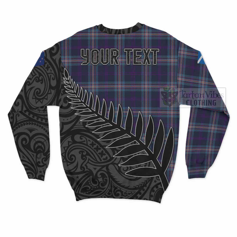 Tartan Vibes Clothing Nevoy Crest Tartan Sweatshirt with New Zealand Silver Fern Half Style