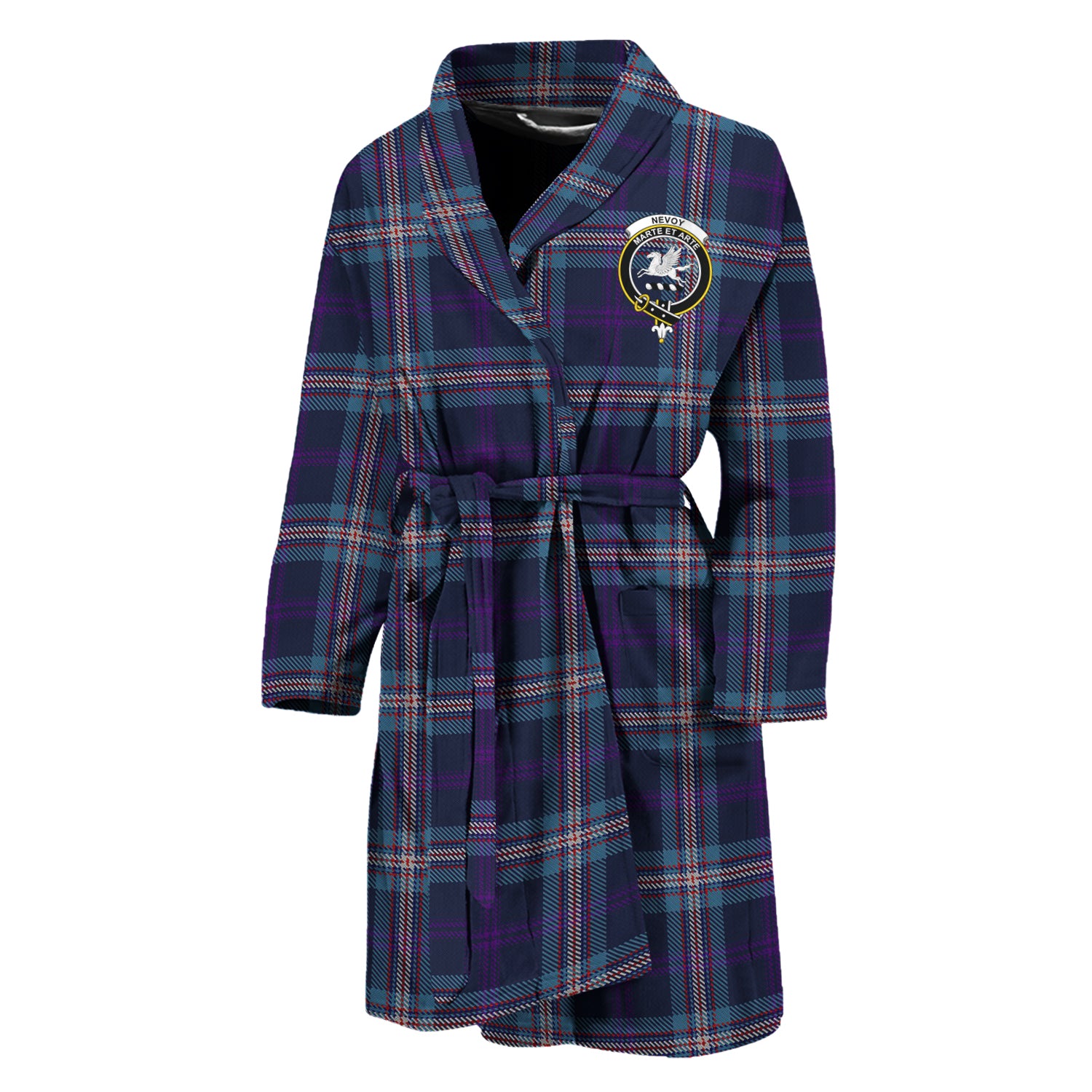 Nevoy Tartan Bathrobe with Family Crest Unisex M - Tartan Vibes Clothing