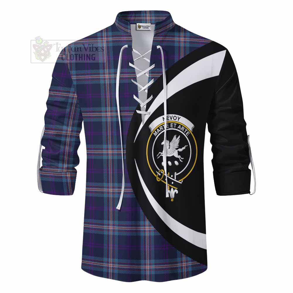 Tartan Vibes Clothing Nevoy Tartan Ghillie Kilt Shirt with Family Crest Circle Style