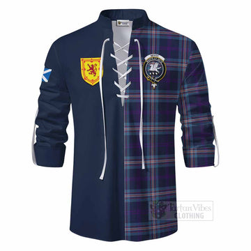 Nevoy Tartan Ghillie Kilt Shirt Alba with Scottish Lion Royal Arm Half Style