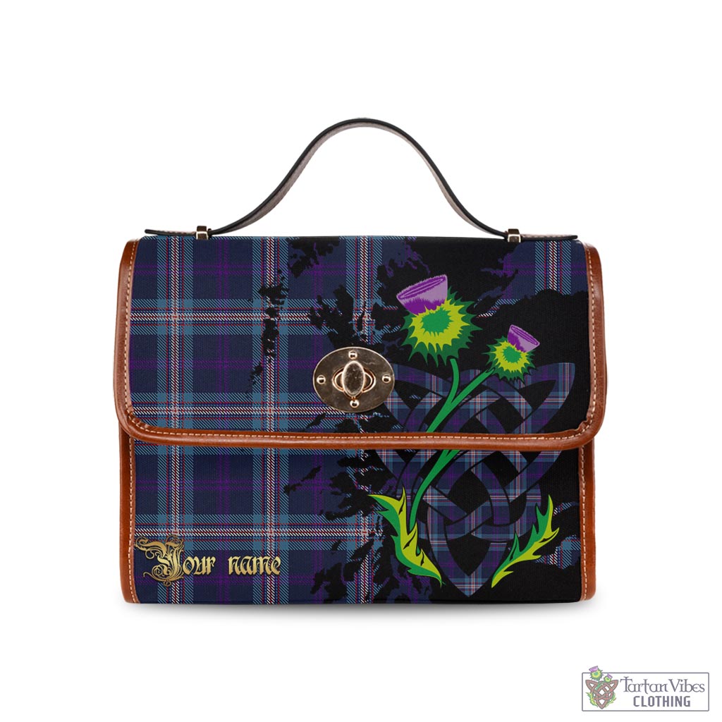 Tartan Vibes Clothing Nevoy Tartan Waterproof Canvas Bag with Scotland Map and Thistle Celtic Accents