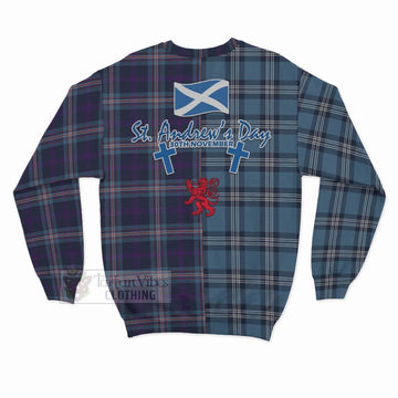 Nevoy Tartan Sweatshirt Happy St. Andrew's Day Half Tartan Style