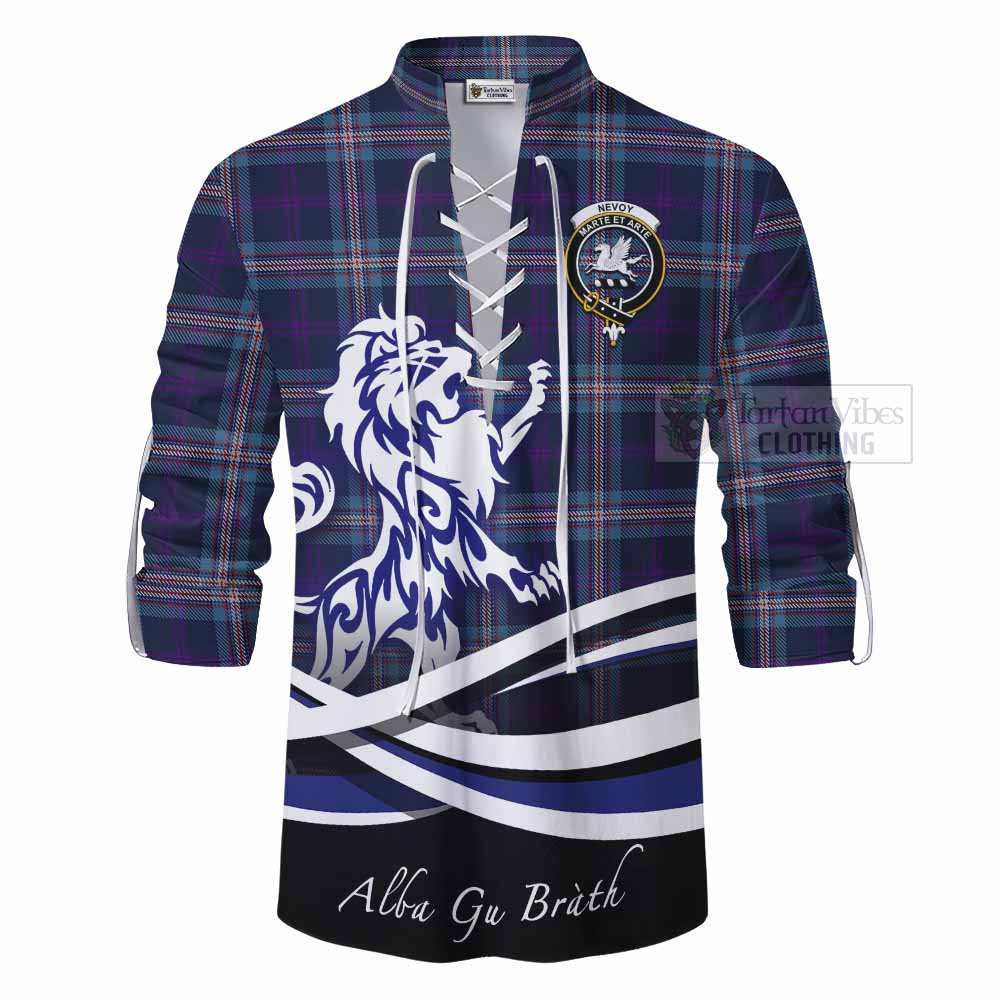 Tartan Vibes Clothing Nevoy Tartan Ghillie Kilt Shirt with Alba Gu Brath Regal Lion Emblem