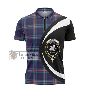 Nevoy Tartan Zipper Polo Shirt with Family Crest Circle Style