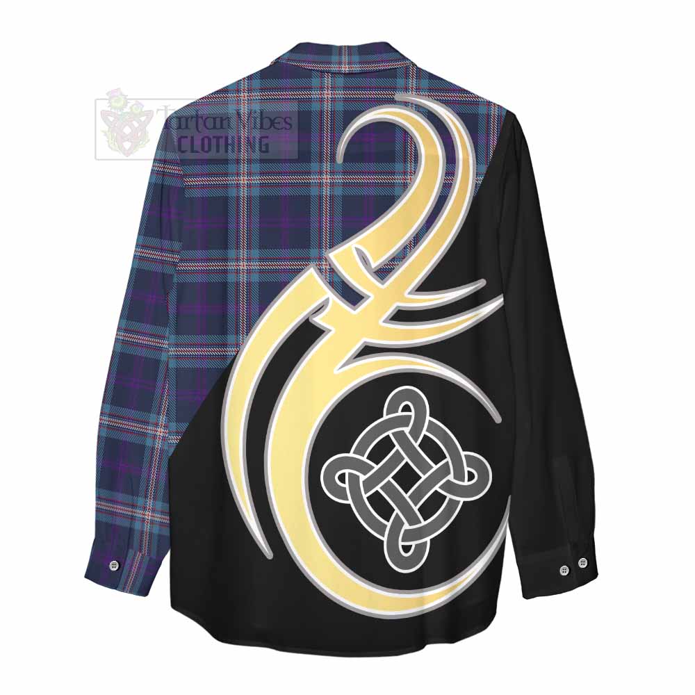 Tartan Vibes Clothing Nevoy Tartan Women's Casual Shirt with Family Crest and Celtic Symbol Style