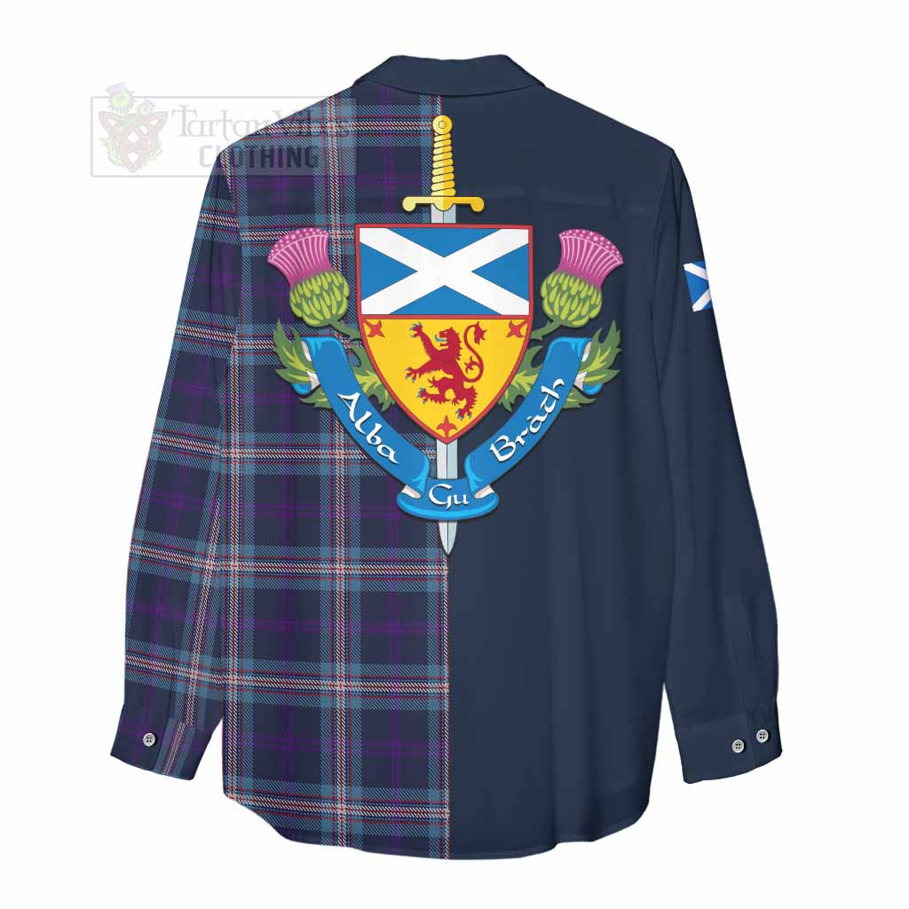 Tartan Vibes Clothing Nevoy Tartan Women's Casual Shirt Alba with Scottish Lion Royal Arm Half Style