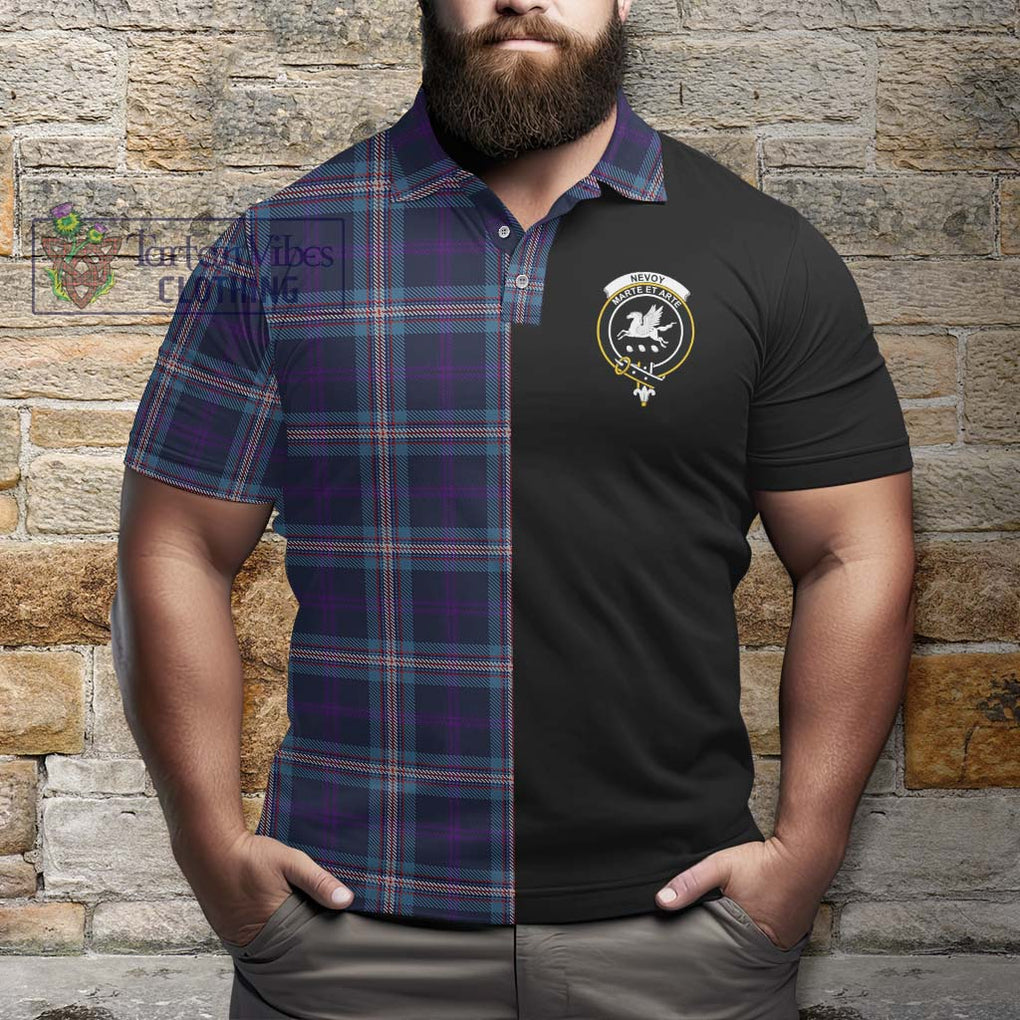 Nevoy Tartan Polo Shirt with Family Crest and Half Of Me Style - Tartanvibesclothing Shop