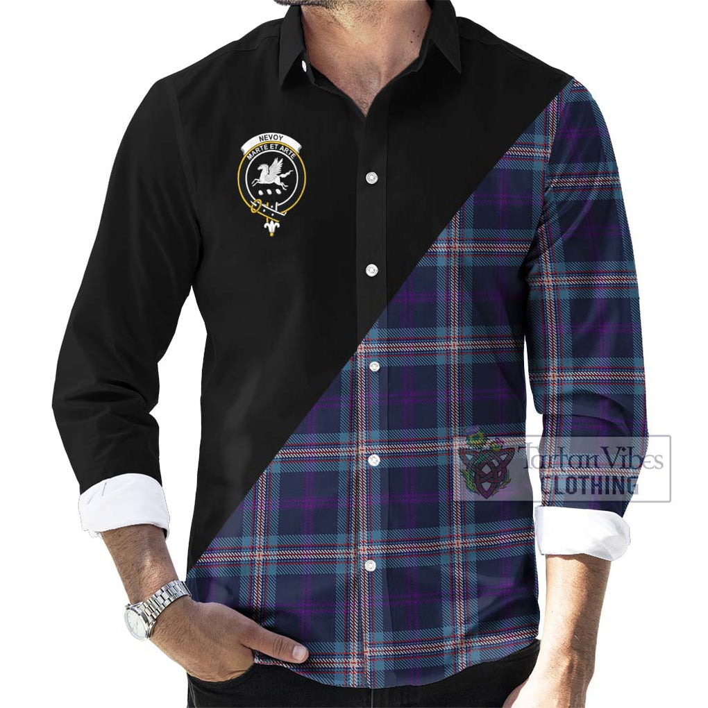 Nevoy Tartan Long Sleeve Button Shirt with Family Crest and Military Logo Style - Tartanvibesclothing Shop