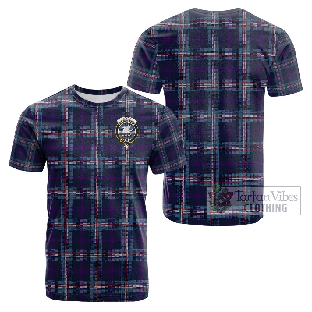 Tartan Vibes Clothing Nevoy Tartan Cotton T-Shirt with Family Crest