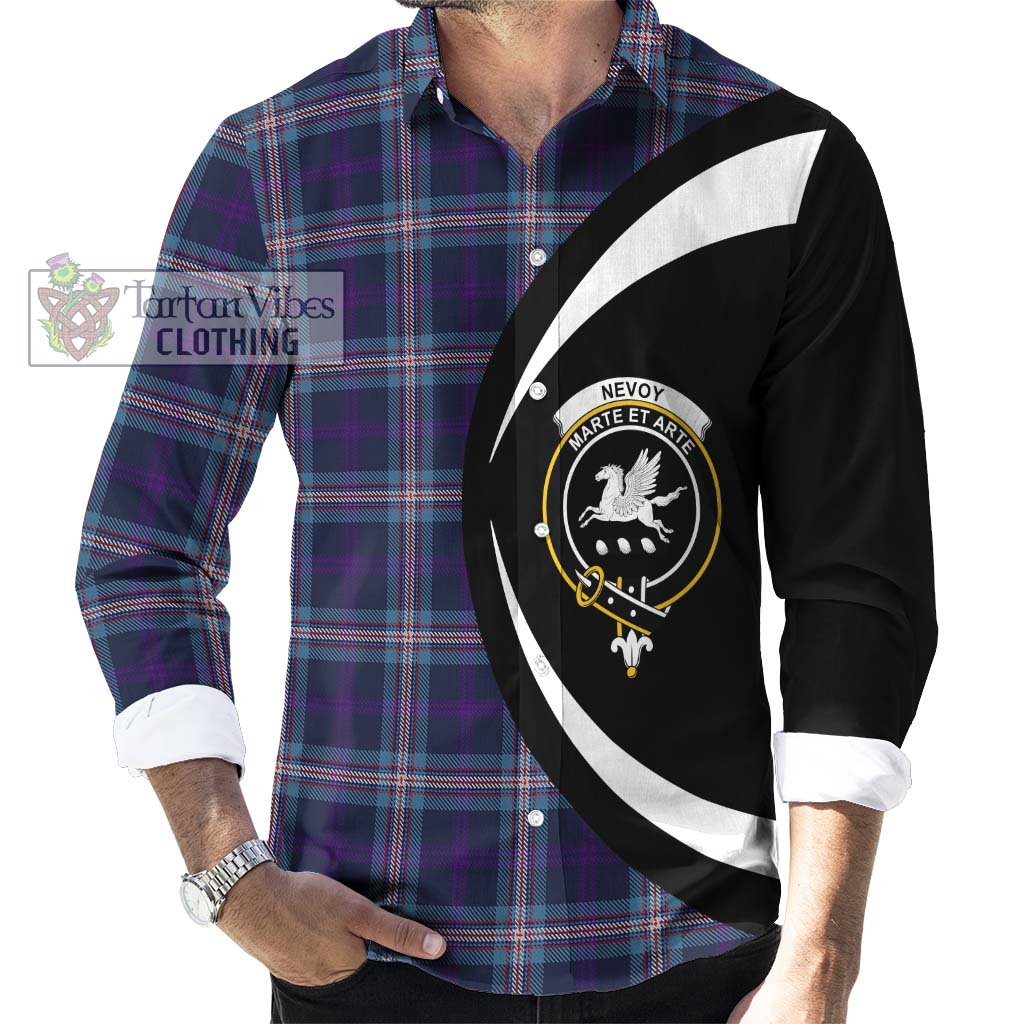 Nevoy Tartan Long Sleeve Button Up with Family Crest Circle Style - Tartan Vibes Clothing