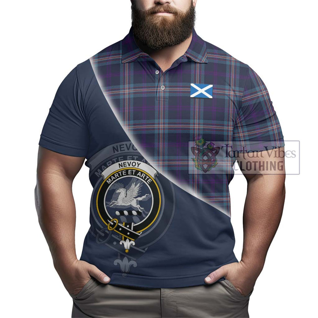 Nevoy Tartan Polo Shirt with Personalised National Flag and Family Crest Half Style - Tartanvibesclothing Shop