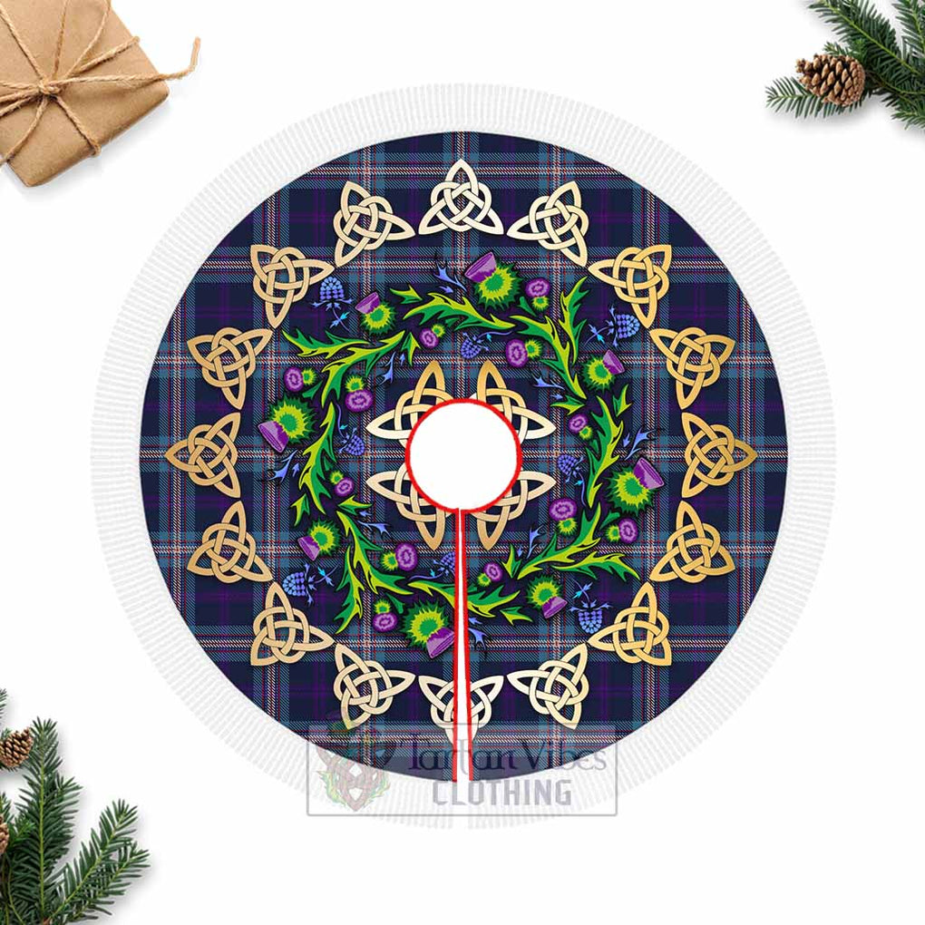 Tartan Vibes Clothing Nevoy Tartan Christmas Tree Skirt with Thistle Celtic Knot Style