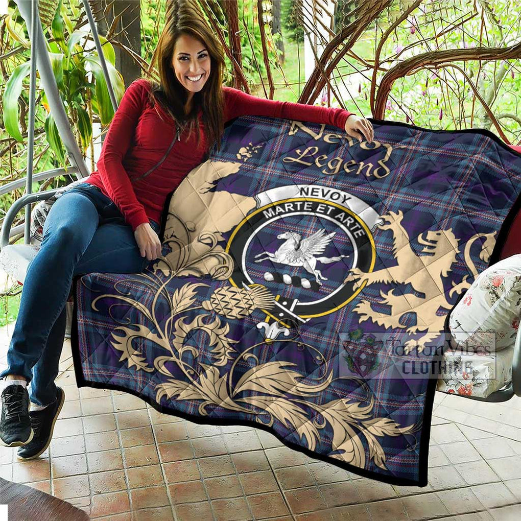 Tartan Vibes Clothing Nevoy Tartan Quilt with Family Crest and Scottish Symbol Style