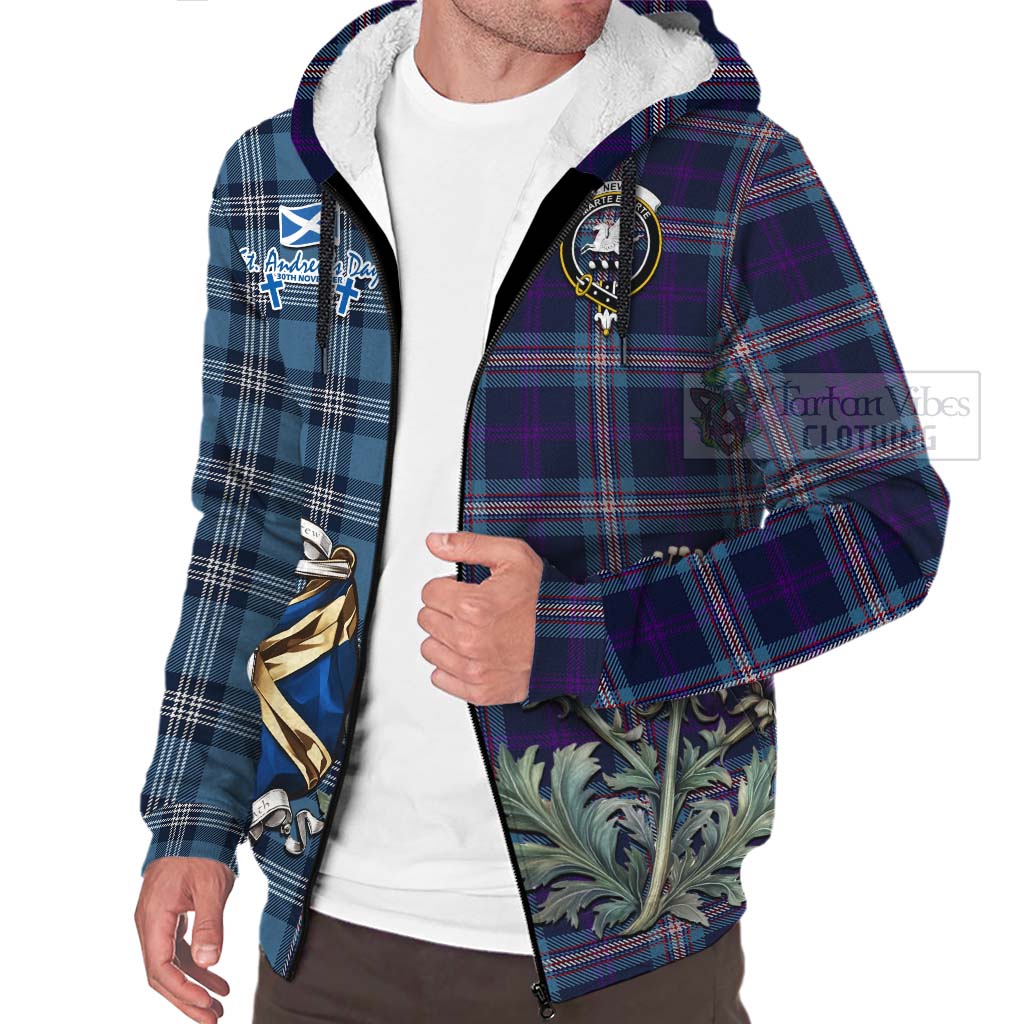 Tartan Vibes Clothing Nevoy Tartan Sherpa Hoodie Happy St. Andrew's Day Half Tartan Style