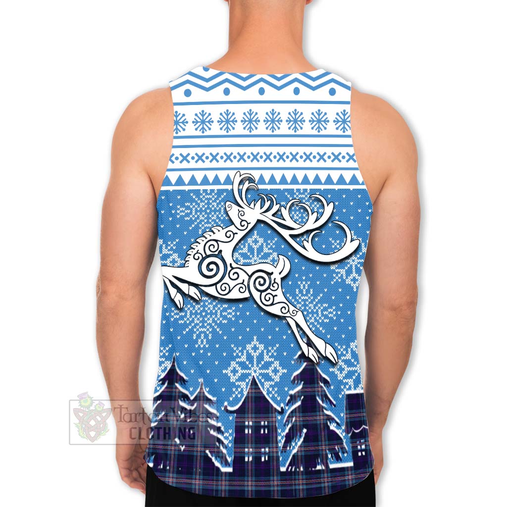 Tartan Vibes Clothing Nevoy Clan Christmas Men's Tank Top Celtic Reindeer Style