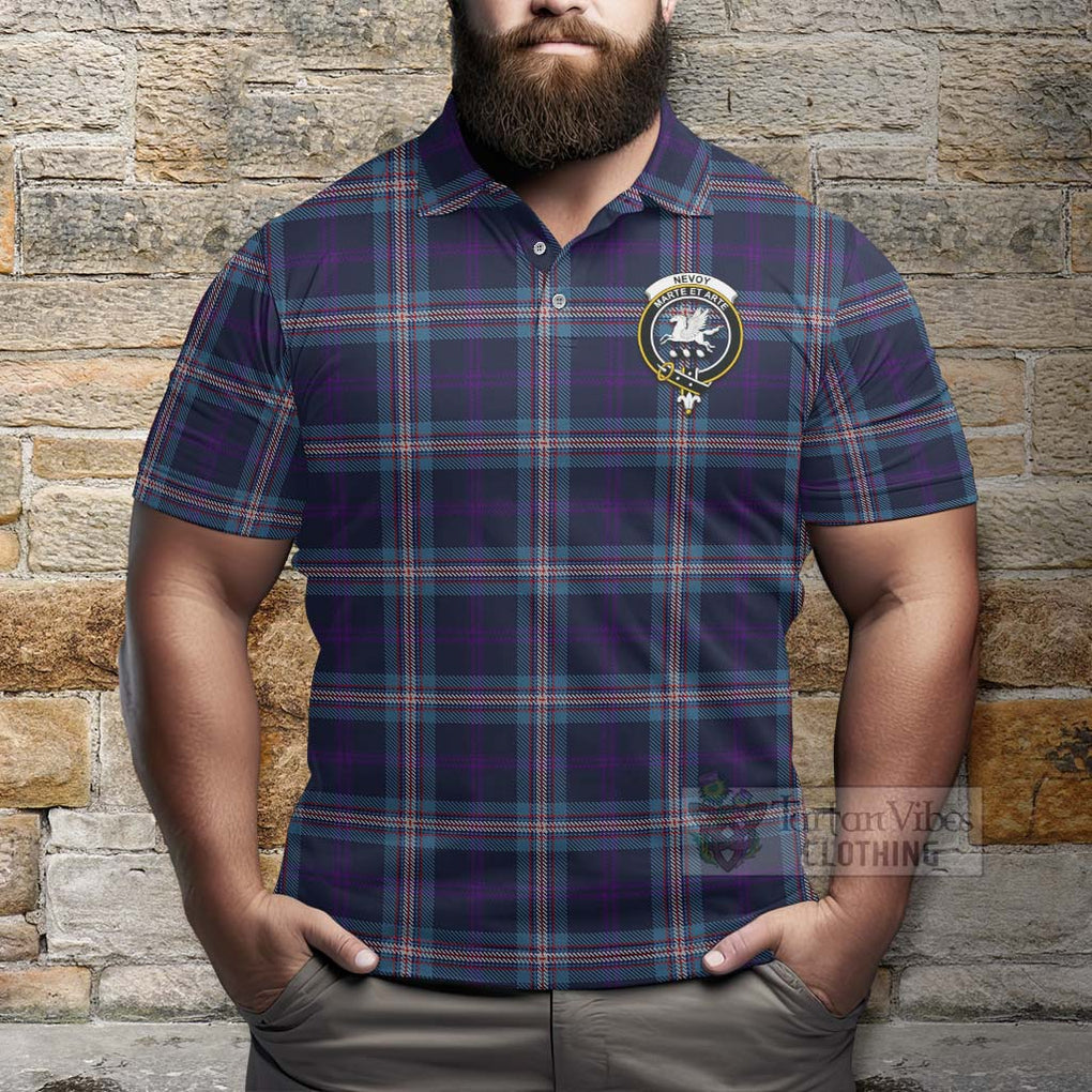 Tartan Vibes Clothing Nevoy Tartan Polo Shirt with Family Crest Celtic Skull Style