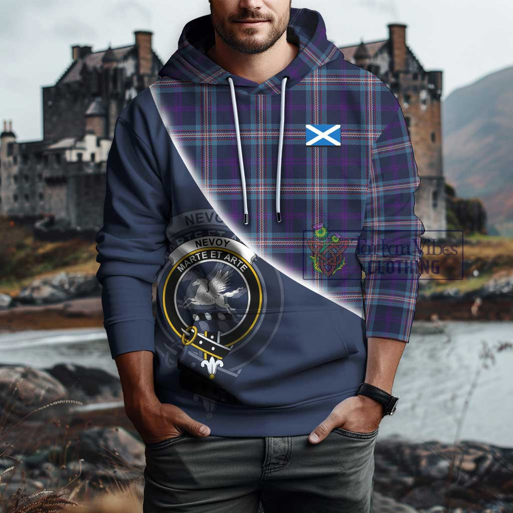 Nevoy Tartan Hoodie with Personalised National Flag and Family Crest Half Style - Tartanvibesclothing Shop