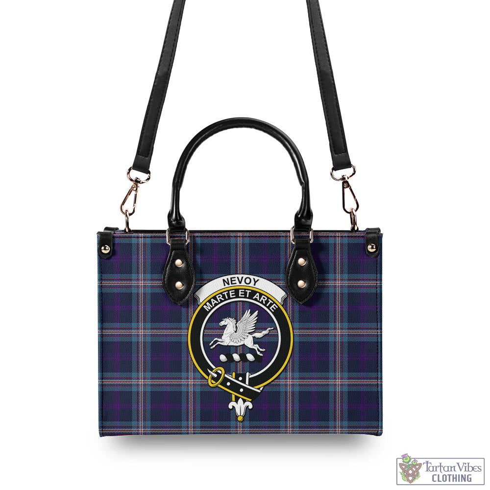 Tartan Vibes Clothing Nevoy Tartan Luxury Leather Handbags with Family Crest