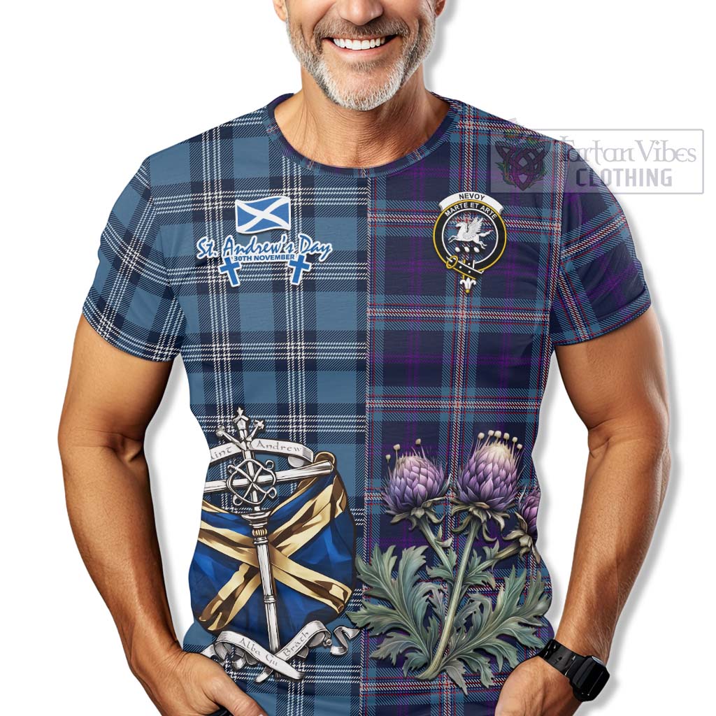 Tartan Vibes Clothing Nevoy Tartan T-Shirt Happy St. Andrew's Day Half Tartan Style