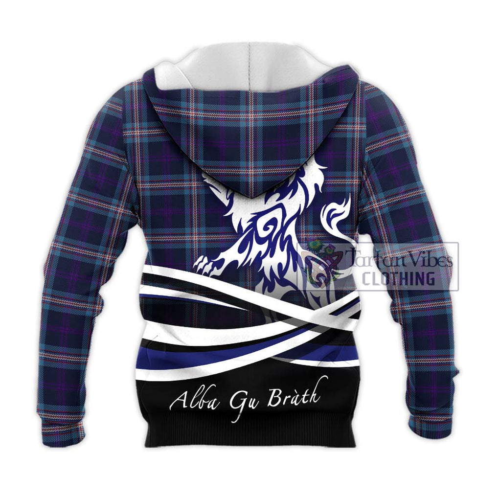 Nevoy Tartan Knitted Hoodie with Alba Gu Brath Regal Lion Emblem - Tartanvibesclothing Shop