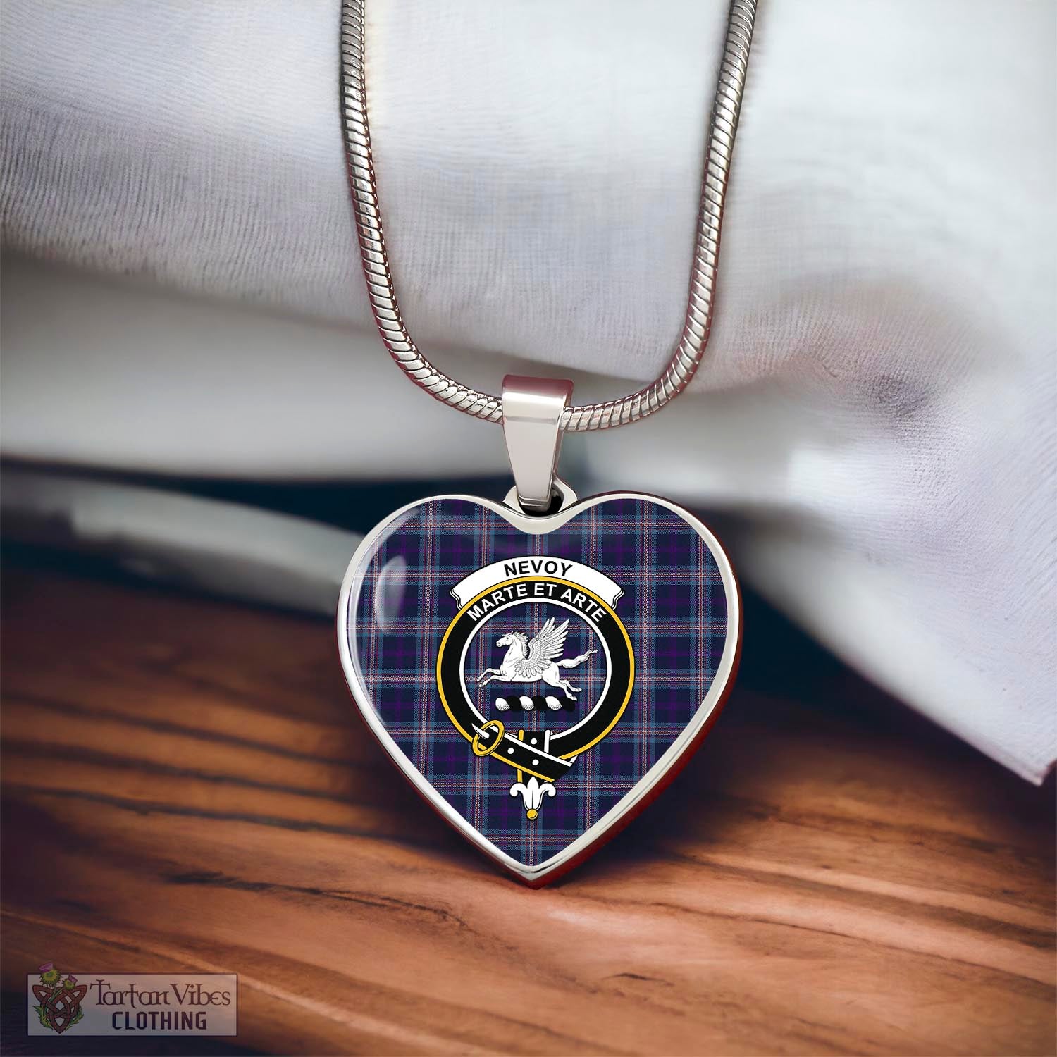 Tartan Vibes Clothing Nevoy Tartan Heart Necklace with Family Crest