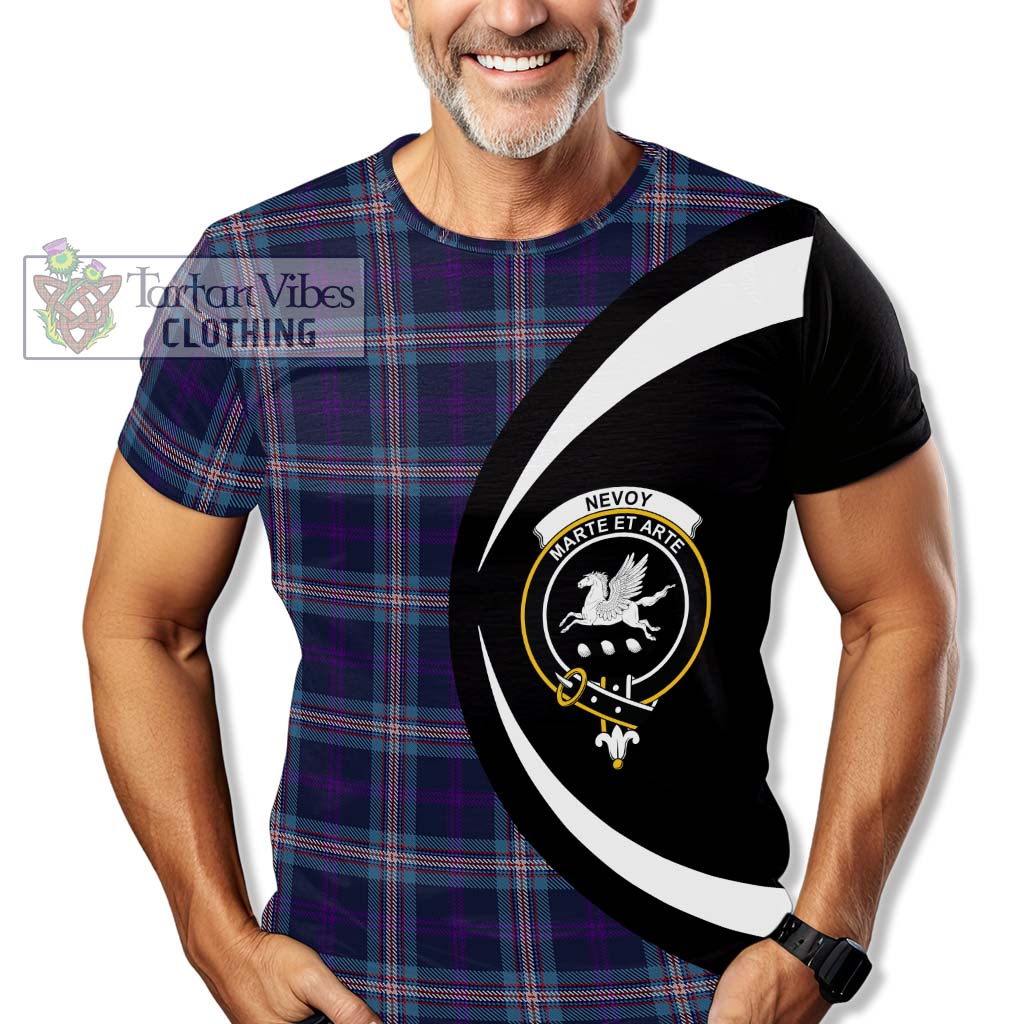 Tartan Vibes Clothing Nevoy Tartan T-Shirt with Family Crest Circle Style