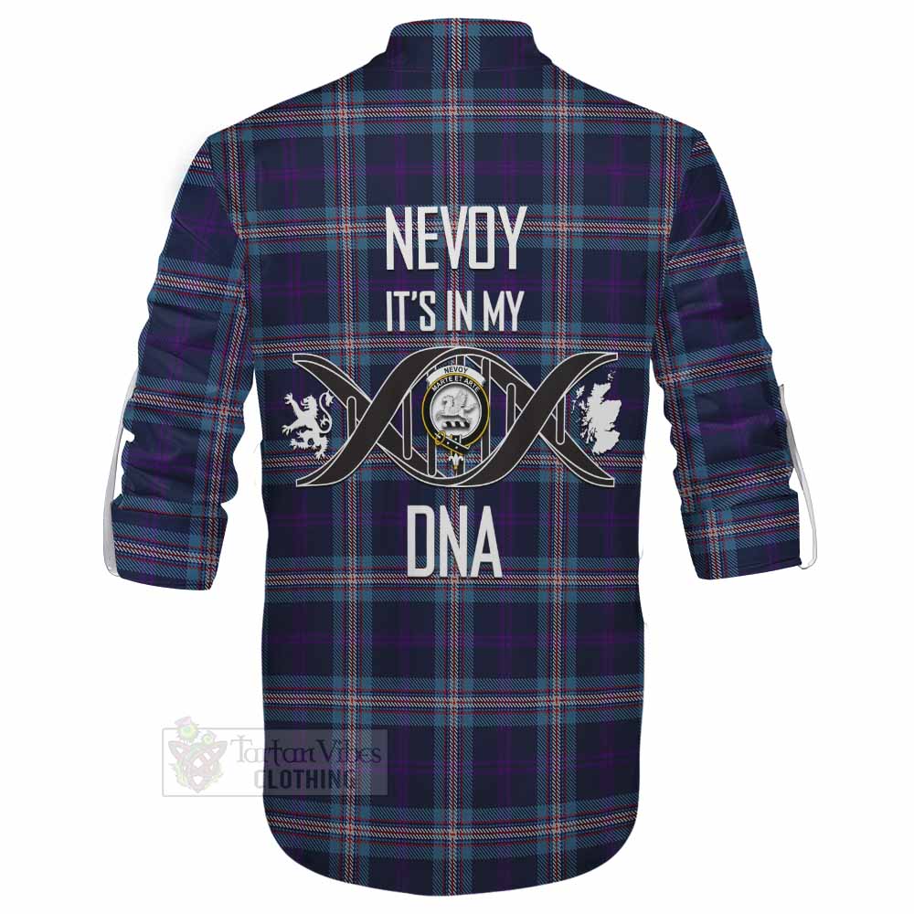 Tartan Vibes Clothing Nevoy Tartan Ghillie Kilt Shirt with Family Crest DNA In Me Style