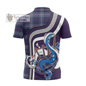 Nevoy Tartan Zipper Polo Shirt with Epic Bagpipe Style