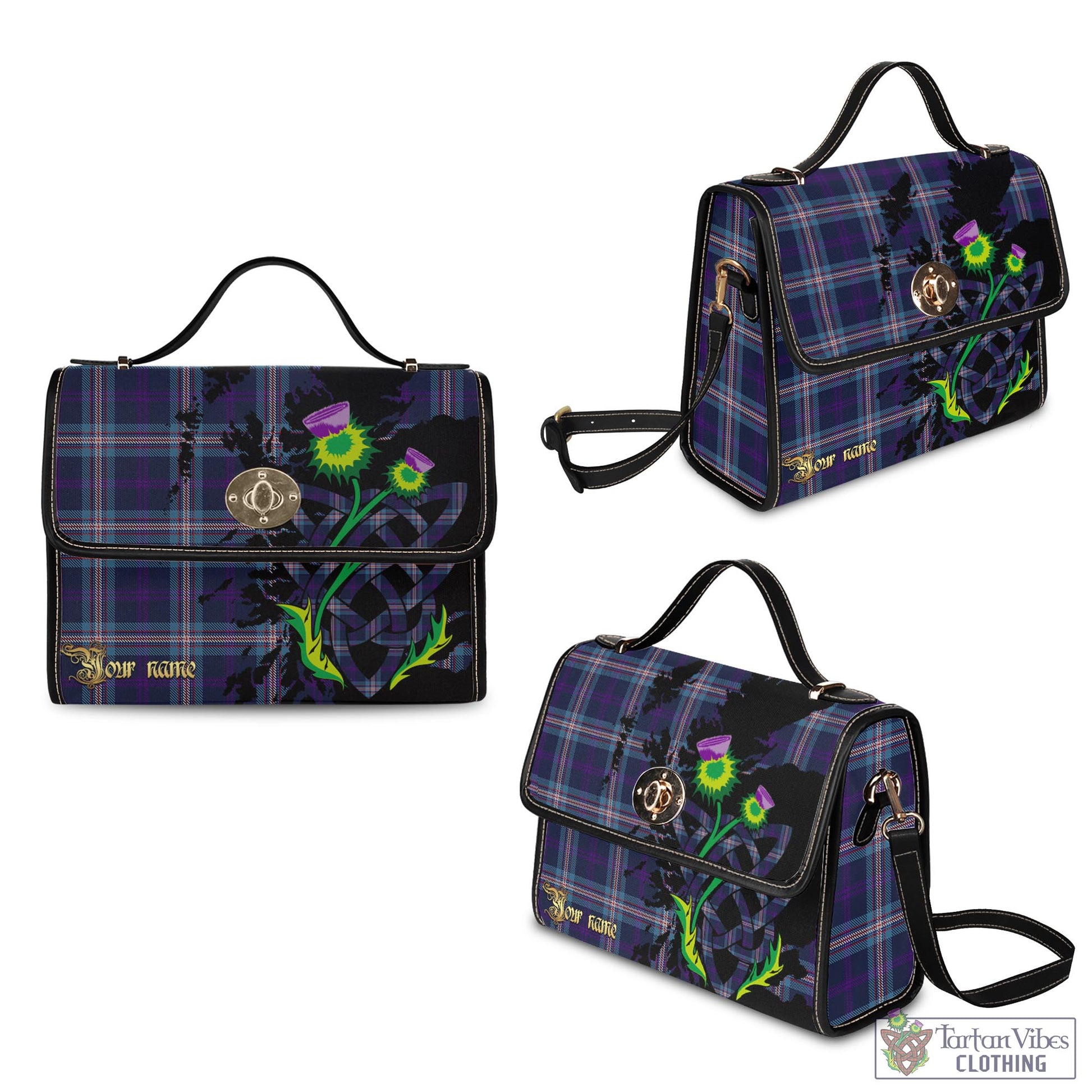 Tartan Vibes Clothing Nevoy Tartan Waterproof Canvas Bag with Scotland Map and Thistle Celtic Accents