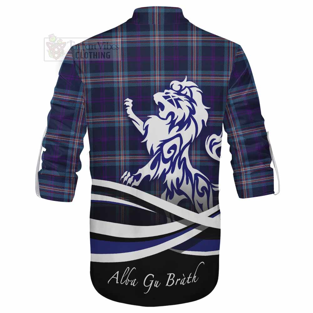 Tartan Vibes Clothing Nevoy Tartan Ghillie Kilt Shirt with Alba Gu Brath Regal Lion Emblem