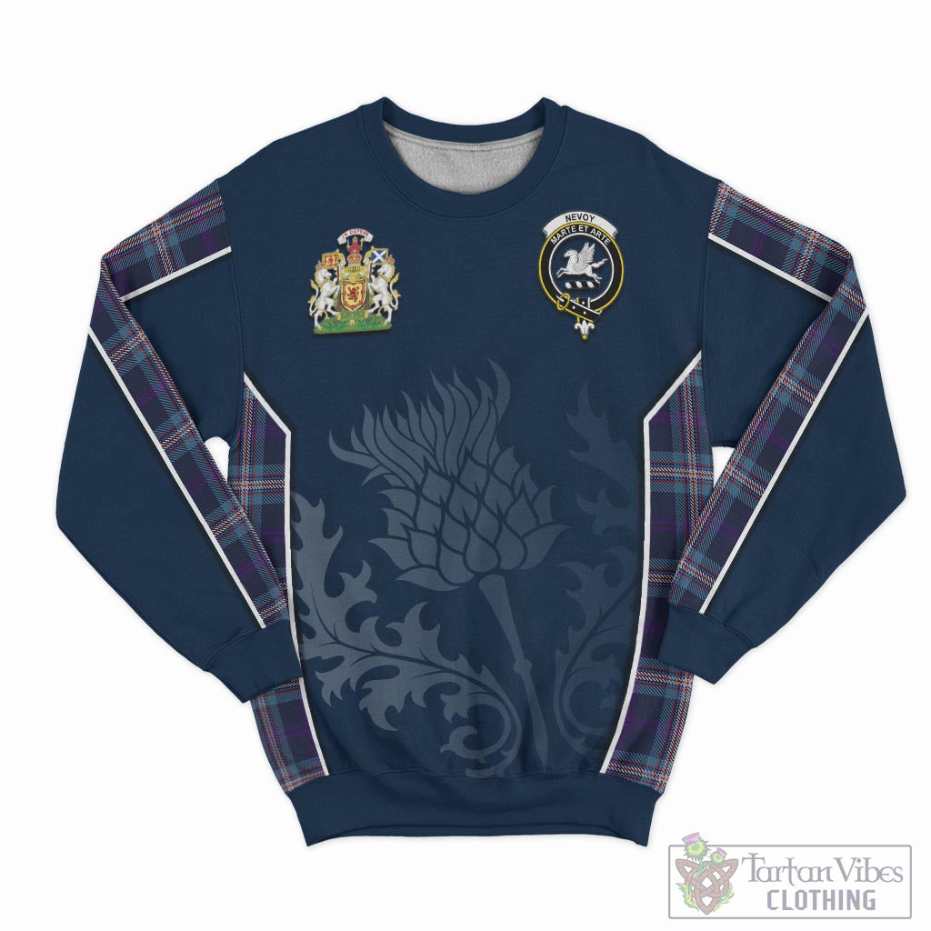 Tartan Vibes Clothing Nevoy Tartan Sweatshirt with Family Crest and Scottish Thistle Vibes Sport Style
