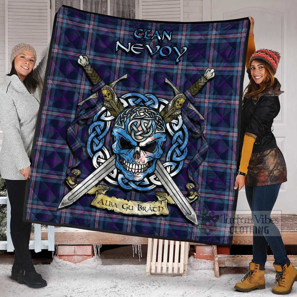 Tartan Vibes Clothing Nevoy Tartan Quilt with Celtic Skull Alba Gu Brath Style