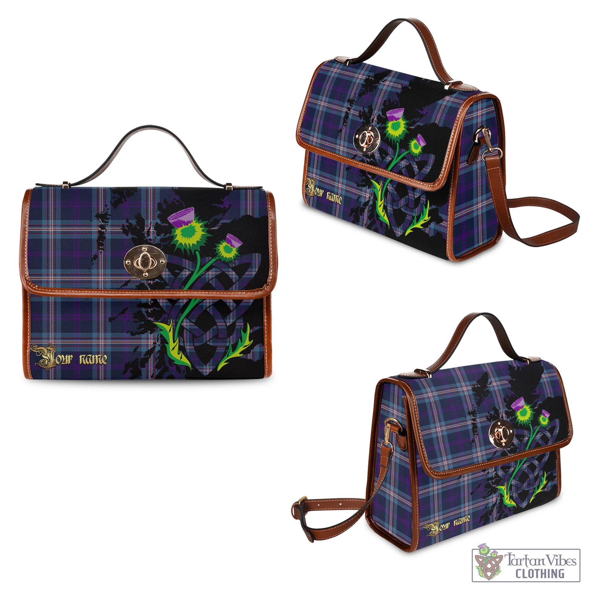 Tartan Vibes Clothing Nevoy Tartan Waterproof Canvas Bag with Scotland Map and Thistle Celtic Accents