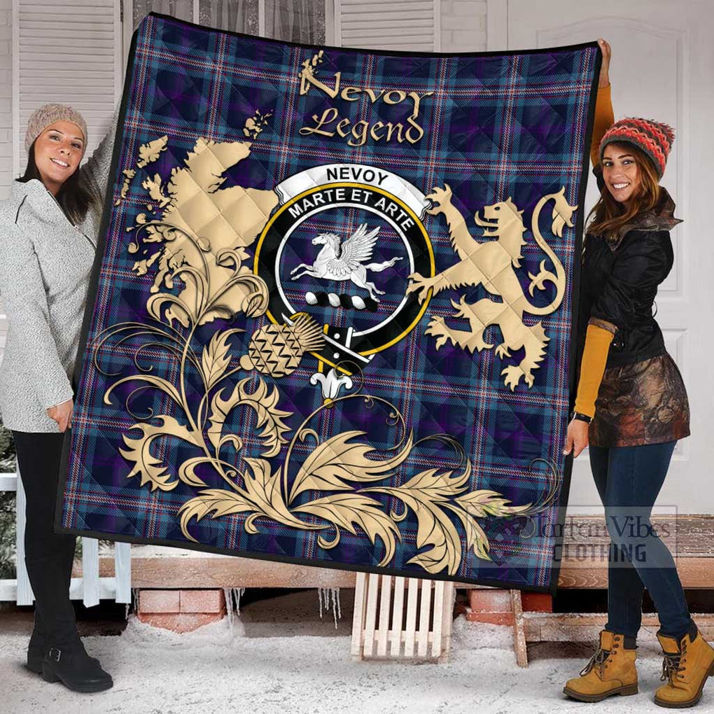 Tartan Vibes Clothing Nevoy Tartan Quilt with Family Crest and Scottish Symbol Style